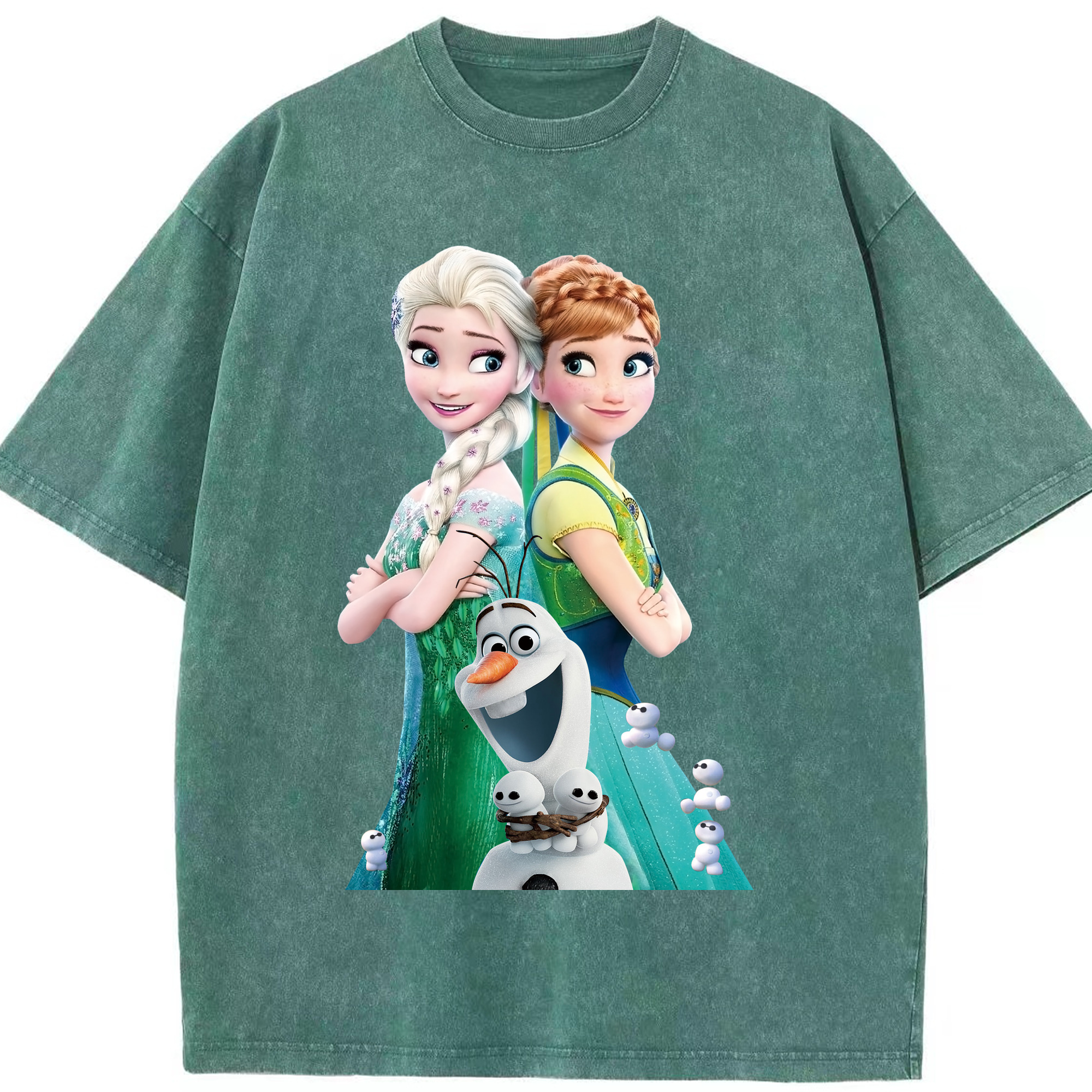 （画像用） アナと雪の女王 アンナ エルサ Frozen Anna Elsa 綿100% ヴィンテージ風 半袖Tシャツ（フロントプリント）